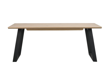 Jídelní stůl s dvoudílnou deskou Rowico Home MELVILLE Whitewash/black, 210x95 cm | přírodní, černá