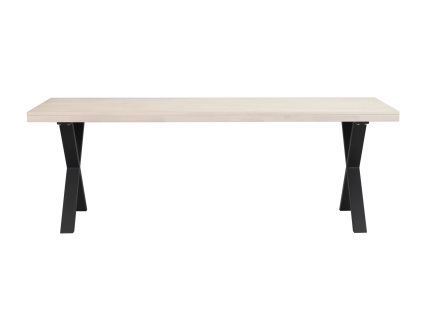 Jídelní stůl z masivního dubu Rowico Home BROOKLYN Whitewash/black, 220x95 cm | přírodní, černá