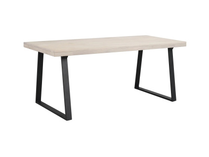 Jídelní stůl z masivního dubu Rowico Home BROOKLYN Whitewash/black, 170x95 cm | přírodní, černá