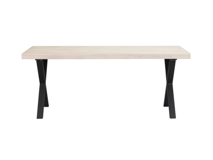 Jídelní stůl z masivního dubu Rowico Home BROOKLYN Whitewash/black, 170x95 cm | přírodní, černá