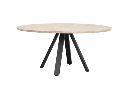 Kulatý jídelní stůl Rowico Home CARRADALE Whitewash/black, 150x150 cm | přírodní, černá