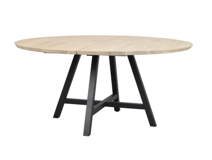 Kulatý jídelní stůl Rowico Home CARRADALE Whitewash/black, 150x150 cm | přírodní, černá