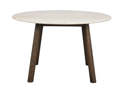 Kulatý jídelní stůl s deskou z travertinu Rowico Home TARANSAY Beige/brown, 125x125 cm | béžová, hnědá
