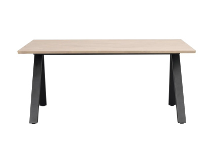 Jídelní stůl z masivního dubu Rowico Home CARRADALE Whitewash/black, 170x100 cm | přírodní, černá