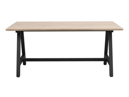 Jídelní stůl z masivního dubu Rowico Home CARRADALE Whitewash/black, 170x100 cm | přírodní, černá