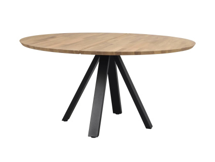 Kulatý jídelní stůl z masivního dubu Rowico Home CARRADALE Oak/black, 150x150 cm | dub, přírodní, černá