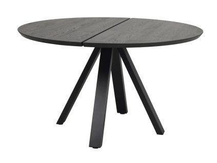 Kulatý jídelní stůl z masivního dubu Rowico Home CARRADALE Black, 130x130 cm | černá