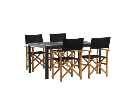 Zahradní sestava stolku a jídelních židlí Venture Home TOGO - MARION | černá, přírodní