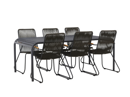 Zahradní sestava stolku a jídelních židlí Venture Home BORNEO - BOIS | černá