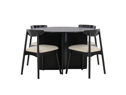 Jídelní sada, stůl Tyresö ø120 - černý s židlí Ven - černá |