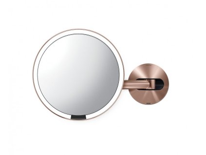 Nástěnné kosmetické zrcadlo s LED osvětlením Simplehuman Sensor, dobíjecí, 20 cm | zlato růžová
