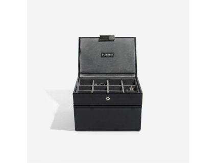 Pánská šperkovnice Stackers Black Cufflink & Watch Box | černá