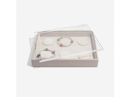 Box na šperky s průhledným víkem Stackers Taupe Classic 6 Charm Bracelet | šedobéžová