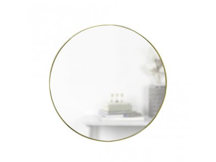 Kulaté zrcadlo s mosazným rámem Umbra Hubba Mirror 87 cm | zlaté