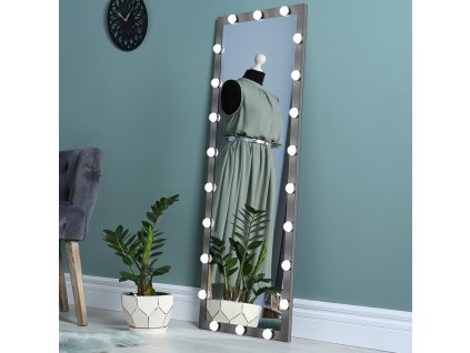 Stojací hollywoodské make-up zrcadlo s osvětlením MMIRO F2B 160 x 60 cm | černá