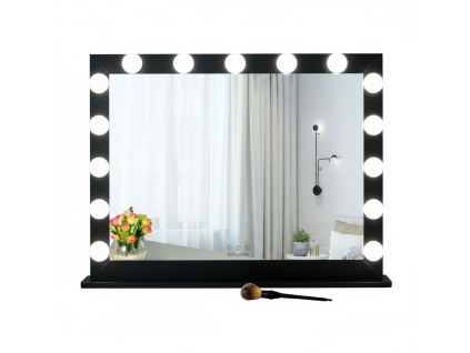 Hollywoodské make-up zrcadlo s osvětlením MMIRO 70 x 55 cm | černá