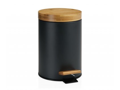 Pedálový odpadkový koš Andrea House Pedal Bin Bamboo BA69080 | černý