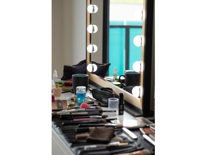 Hollywoodské make-up zrcadlo s osvětlením MMIRO 62 x 82 cm | zlatá, černá