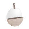 Nástěnné kulaté zrcadlo Present Time Basic s úložným prostorem | přírodní