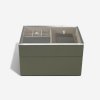 Pánská šperkovnice na hodinky doplňky Stackers Olive green Valet & Watch Box | zelená