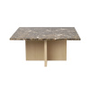 Mramorový čtvercový konferenční stolek Rowico Home BROOKSVILLE 90 cm | Hnědý/Světle hnědý