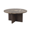 Mramorový kulatý konferenční stolek Rowico Home BROOKSVILLE 90 cm | Hnědý