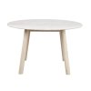 Kulatý jídelní stůl s deskou z travertinu Rowico Home TARANSAY Beige/whitewash, 125x125 cm | béžová, bílá