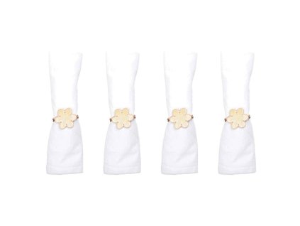 Ružové a zlaté kvetinové krúžky na obrúsky – súprava 4 kusov