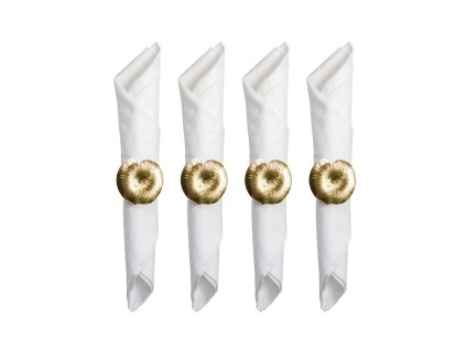 Zlaté krúžky na obrúsky (s motívom) lekna – súprava 4 kusov