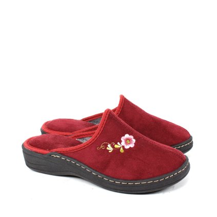 28867 damska domaca obuv ns22009 bordo flowers