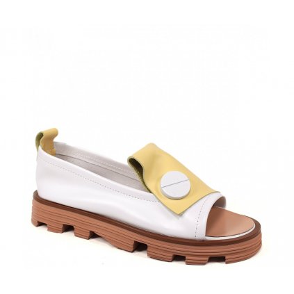 Štýlové slip on poltopánky AQ327 425-704 BIELA/ŽLTÁ