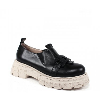 Slip on poltopánky AQ438 21 TBN-BS02 ČIERNA/BÉŽOVÁ