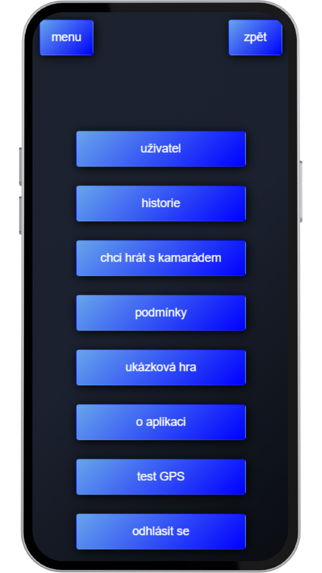 Menu aplikace