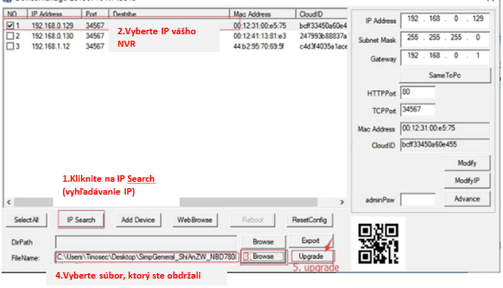 Jak aktualizovat NVR (kamerový systém)?