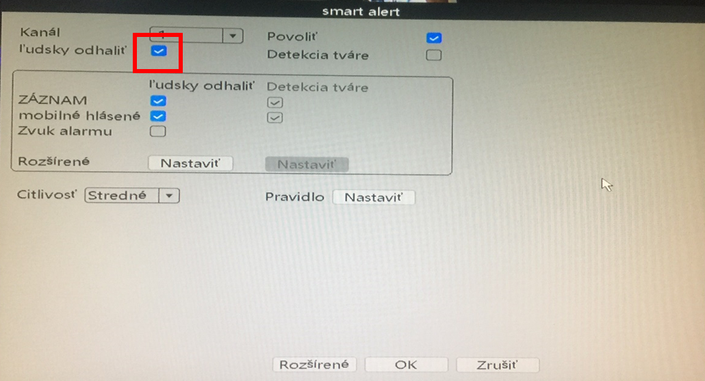Ako zapnúť detekciu človeka (detegovanie iba ľudí)