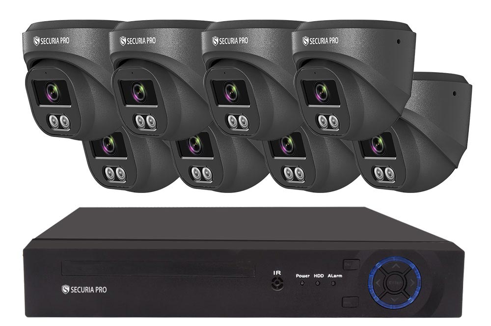 Securia Pro IP kamerový systém NVR8CHV5S-B DOME smart, čierny Nahrávanie: 2TB disk