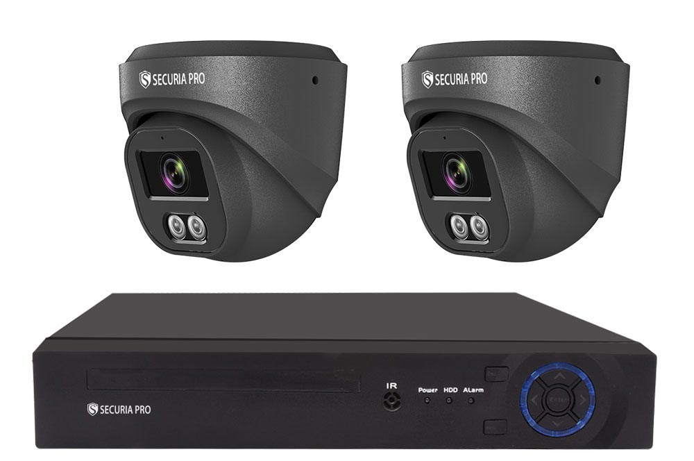 Securia Pro IP kamerový systém NVR2CHV4S-B DOME smart, čierny Nahrávanie: 4TB disk