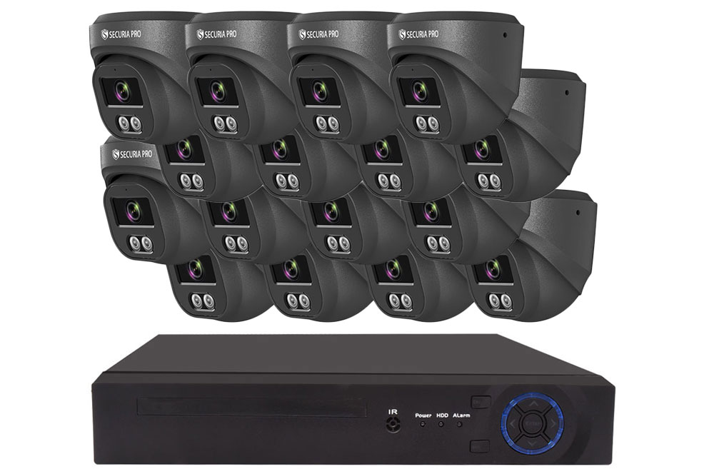 Securia Pro IP kamerový systém NVR16CHV4S-B DOME smart, čierny Nahrávanie: 8TB disk