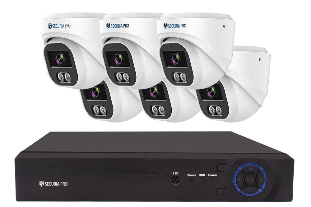 Securia Pro IP kamerový systém NVR6CHV8S-W SONY DOME smart, biely Nahrávanie: 2TB disk