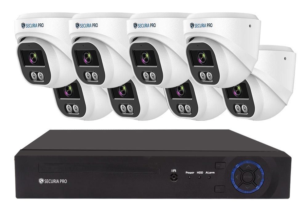 Securia Pro IP kamerový systém NVR8CHV8S-W SONY DOME smart, biely Nahrávanie: 8TB disk