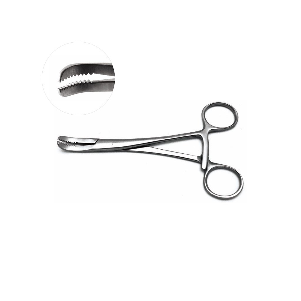 Clamshell Bone Reduction Forceps Curved Tips Ratchet Style