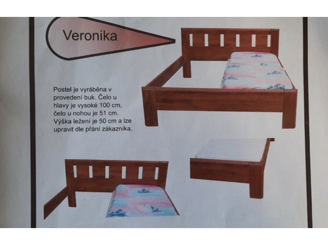 lůžko VERONIKA BUK masiv 160/180x200
