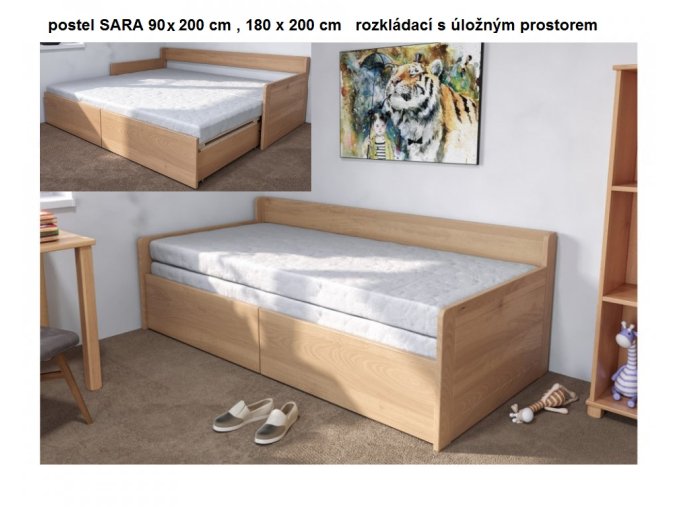 rozkládací lůžko SARA 80/160 , 90/180 bukový masiv PRODEJNA