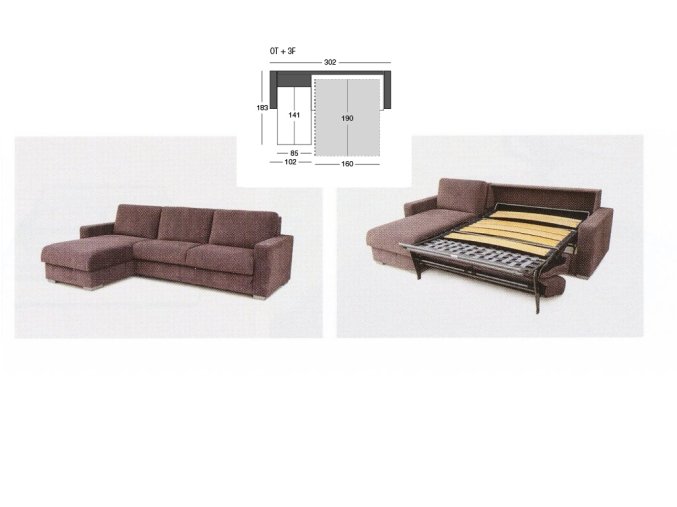 sedací souprava LOTA OT-3F 183 x 302 každodenní spaní