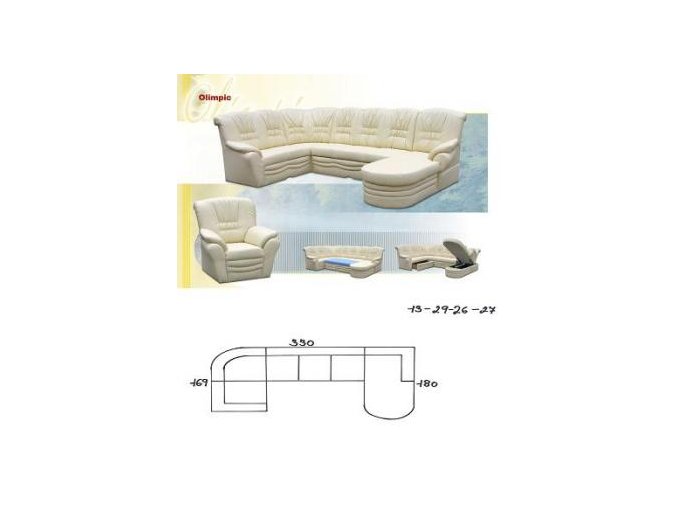 sedací souprava OLIMPIC 169x330x180 (CREDO skupina látek 2 ANTARA PLUS 1011 RED)