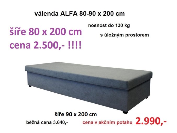 válenda s úložným prostorem Alfa vyztužená do 130 kg PRODEJNA