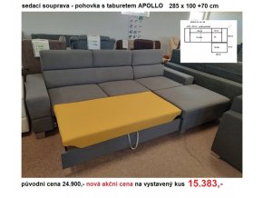APOLLO sedací souprava 2R-1 s taburetem II.sk 285 PRODEJNA - VÝPRODEJ