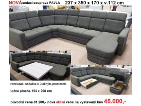 sedací souprava PAVLA rozkládací s UP 2U-R-3R-RX 237x350x170 U PRODEJNA