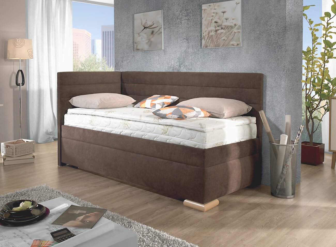 postel PREMIUM BOX SPRING VENETO s krátkým a dlouhým čelem 80x200 cm