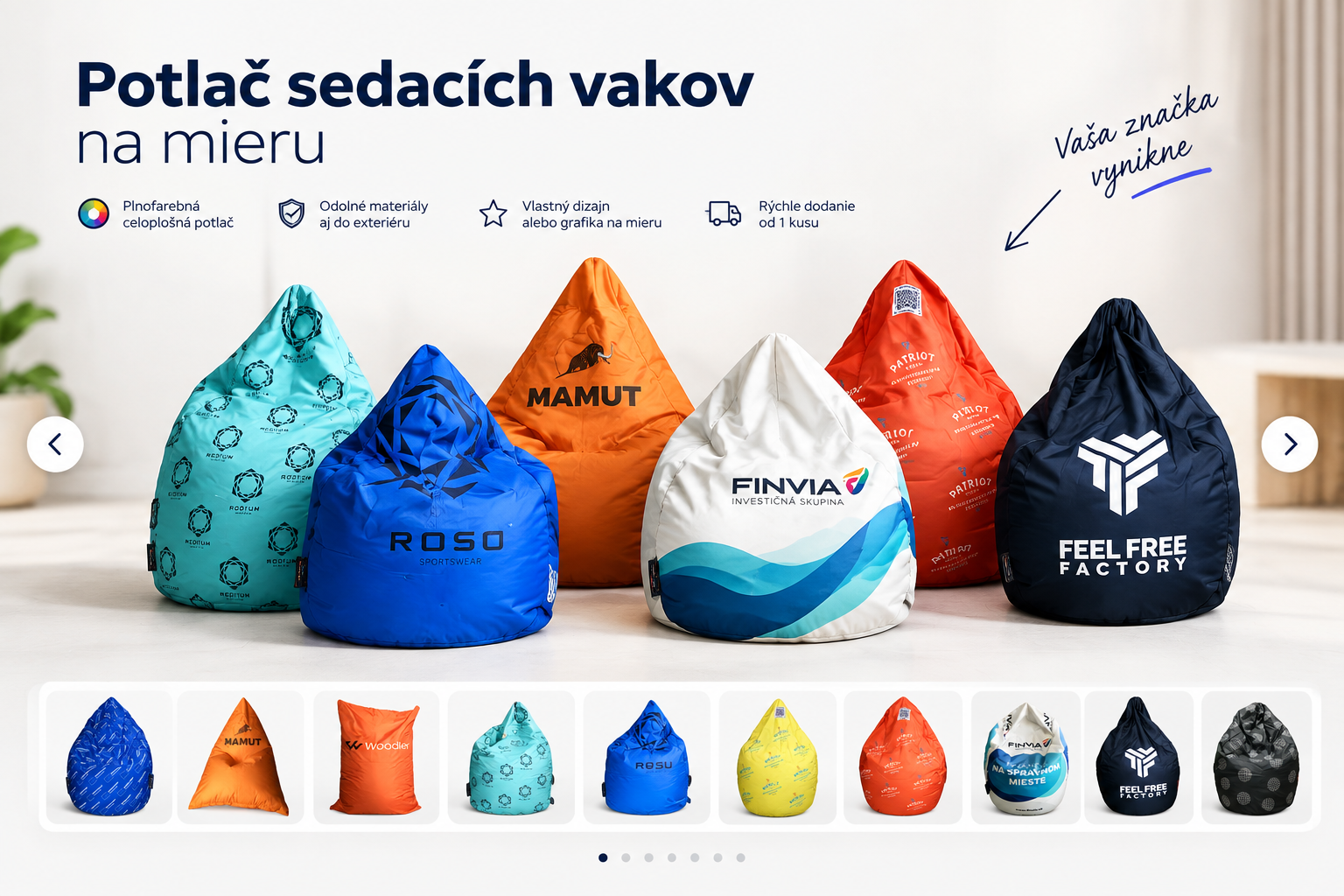 Potlačené sedacie vaky – galéria našich realizácií